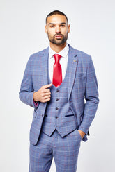 Drake - Sky Blue Check Three Piece Suit